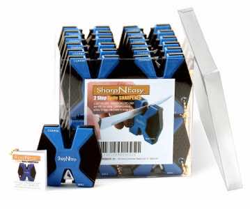 AccuSharp 334CD SharpNEasy 2-Step Sharpener Hand Held Fine/Coarse Ceramic Stone Sharpener Plastic Handle Black/Blue 24