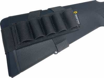 ADAPTIVE TACTICAL AT06400 Stock Mounted Shell Carrier 5rd Shotshells, Removable Black Nylon, Non Slip Loops, Adj. Stock Fit