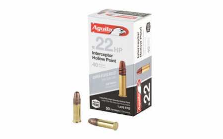 Aguila 1B220321 Interceptor Rimfire 22LR 40gr Copper Plated Hollow Point 50 Per Box/20 Case