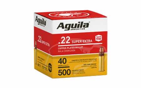 Aguila 1B221115 Super Extra Rimfire 22LR 40gr Copper Plated Solid Point 500 Per Box/4 Case