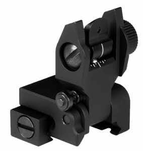 Aim Sports MT201 AR Low Profile Rear Flip Up Sight Black Anodized Low Profile for AR-15